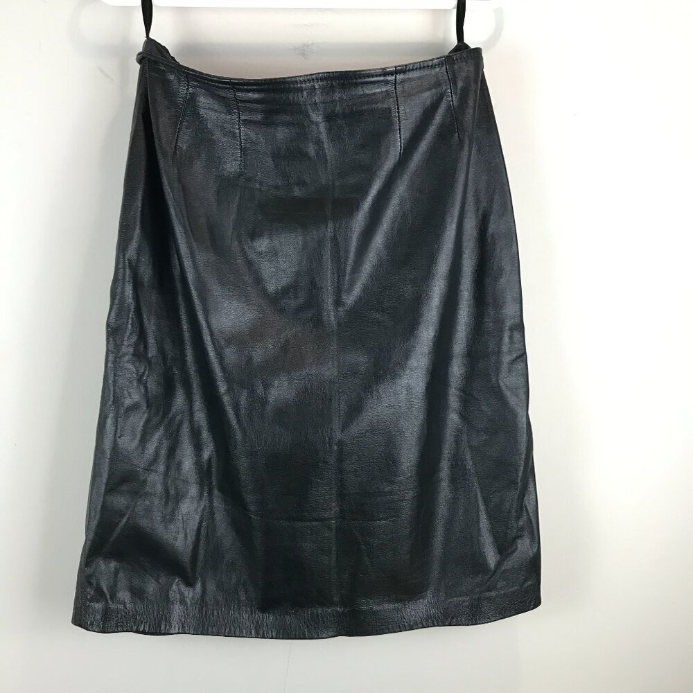 Women's Karen by Anette & Mike Black leather vintage skirt Size 12